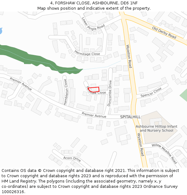 4, FORSHAW CLOSE, ASHBOURNE, DE6 1NF: Location map and indicative extent of plot