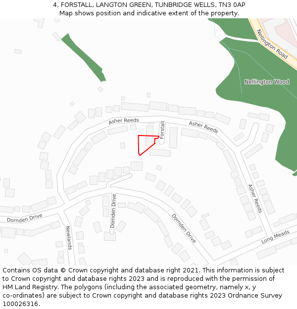 4, FORSTALL, LANGTON GREEN, TUNBRIDGE WELLS, TN3 0AP: Location map and indicative extent of plot
