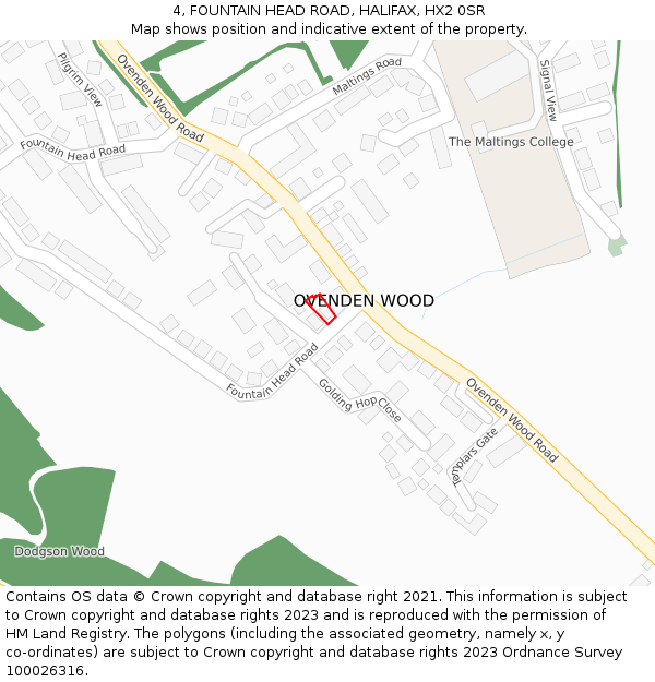 4, FOUNTAIN HEAD ROAD, HALIFAX, HX2 0SR: Location map and indicative extent of plot