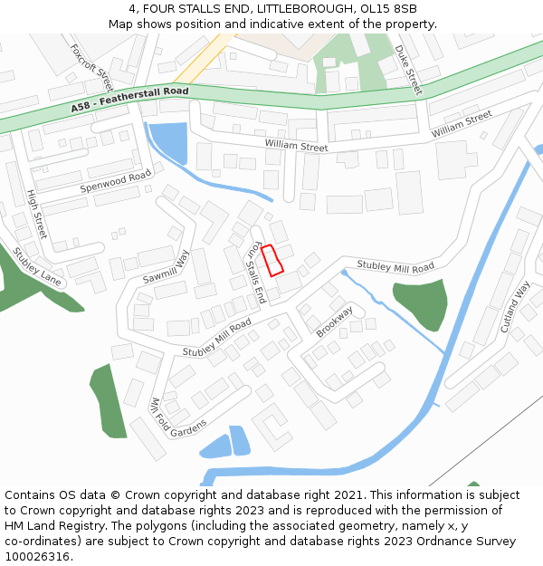 4, FOUR STALLS END, LITTLEBOROUGH, OL15 8SB: Location map and indicative extent of plot