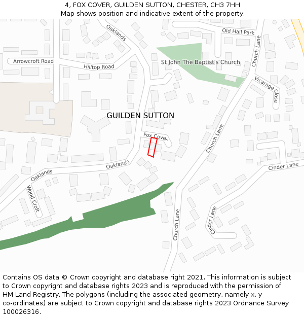 4, FOX COVER, GUILDEN SUTTON, CHESTER, CH3 7HH: Location map and indicative extent of plot