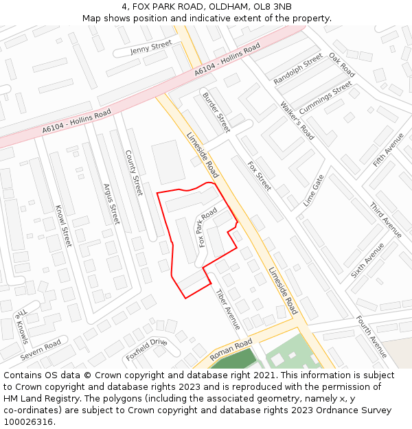 4, FOX PARK ROAD, OLDHAM, OL8 3NB: Location map and indicative extent of plot