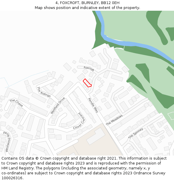 4, FOXCROFT, BURNLEY, BB12 0EH: Location map and indicative extent of plot