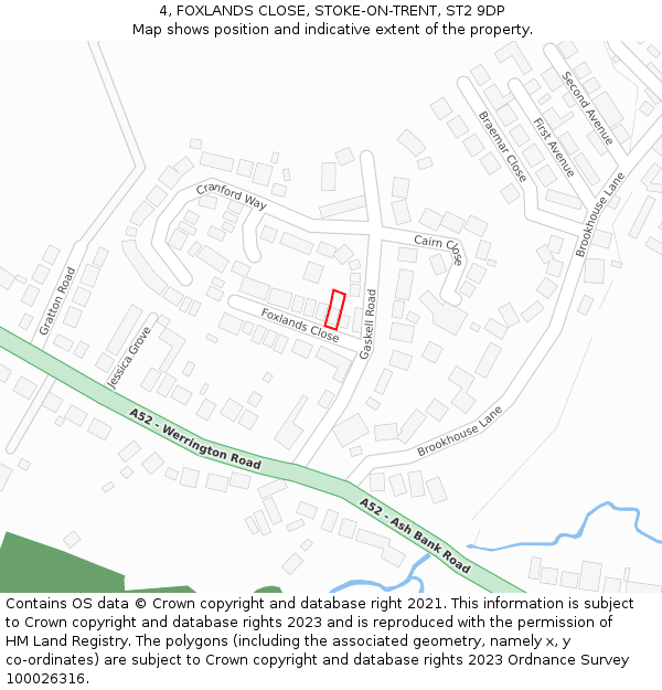 4, FOXLANDS CLOSE, STOKE-ON-TRENT, ST2 9DP: Location map and indicative extent of plot