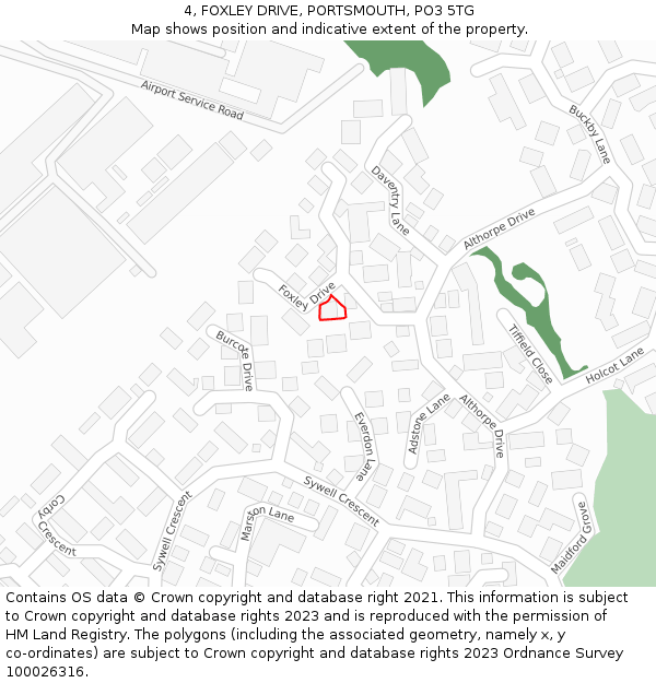 4, FOXLEY DRIVE, PORTSMOUTH, PO3 5TG: Location map and indicative extent of plot