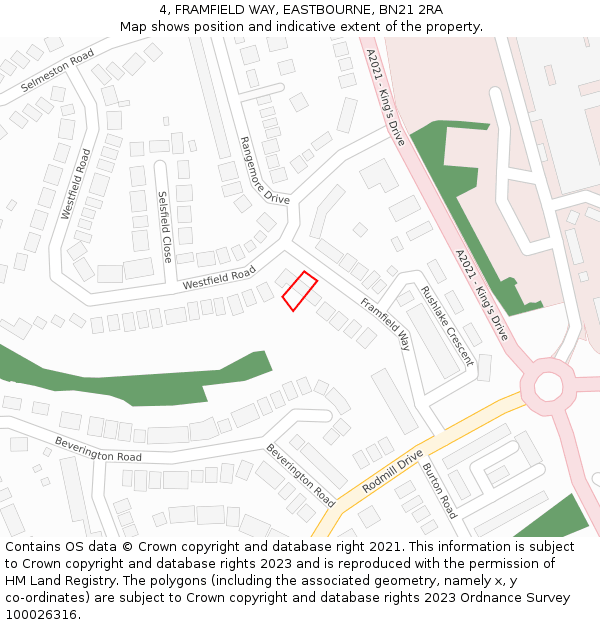 4, FRAMFIELD WAY, EASTBOURNE, BN21 2RA: Location map and indicative extent of plot