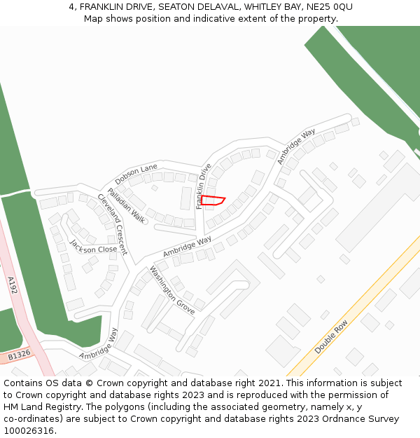 4, FRANKLIN DRIVE, SEATON DELAVAL, WHITLEY BAY, NE25 0QU: Location map and indicative extent of plot