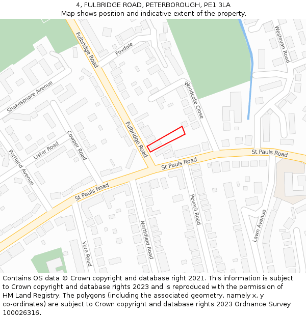 4, FULBRIDGE ROAD, PETERBOROUGH, PE1 3LA: Location map and indicative extent of plot
