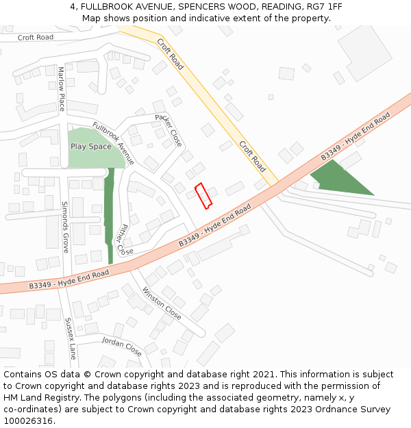 4, FULLBROOK AVENUE, SPENCERS WOOD, READING, RG7 1FF: Location map and indicative extent of plot