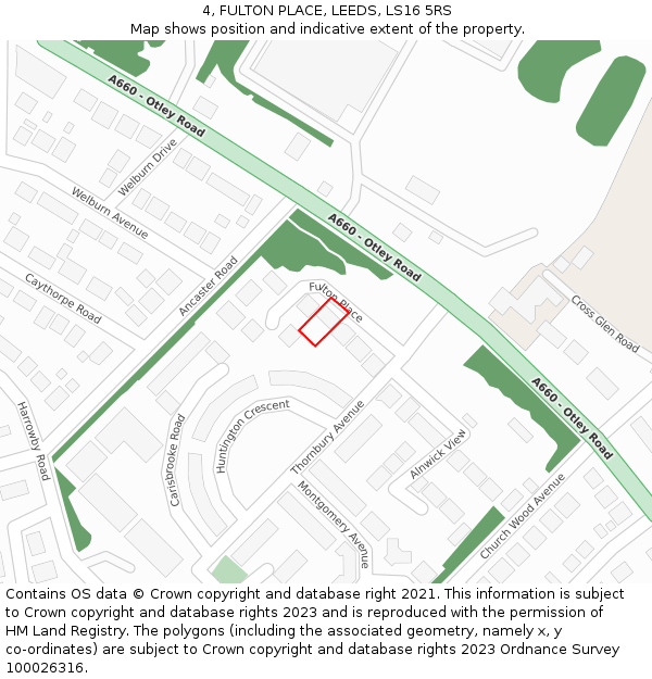 4, FULTON PLACE, LEEDS, LS16 5RS: Location map and indicative extent of plot