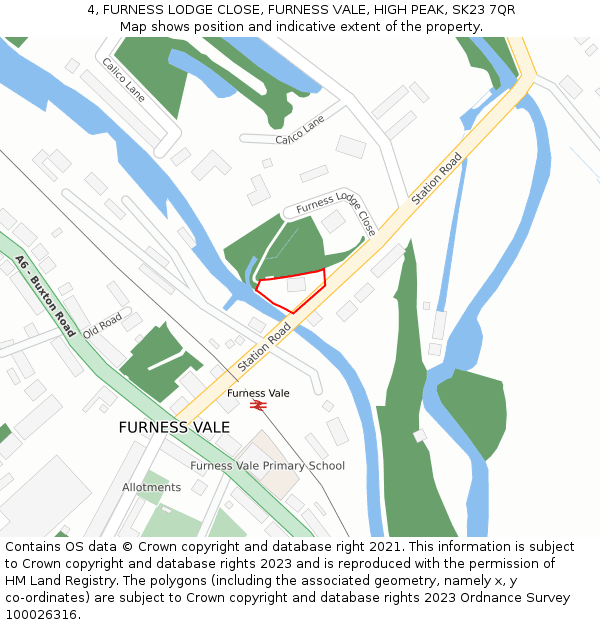 4, FURNESS LODGE CLOSE, FURNESS VALE, HIGH PEAK, SK23 7QR: Location map and indicative extent of plot