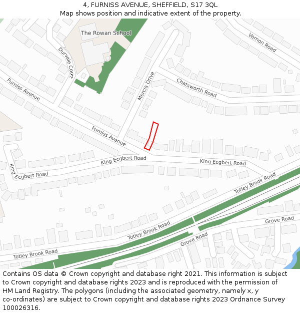 4, FURNISS AVENUE, SHEFFIELD, S17 3QL: Location map and indicative extent of plot