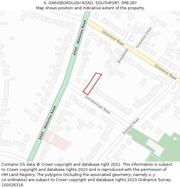 4, GAINSBOROUGH ROAD, SOUTHPORT, PR8 2EY: Location map and indicative extent of plot