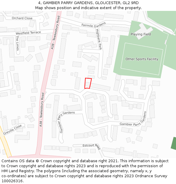 4, GAMBIER PARRY GARDENS, GLOUCESTER, GL2 9RD: Location map and indicative extent of plot