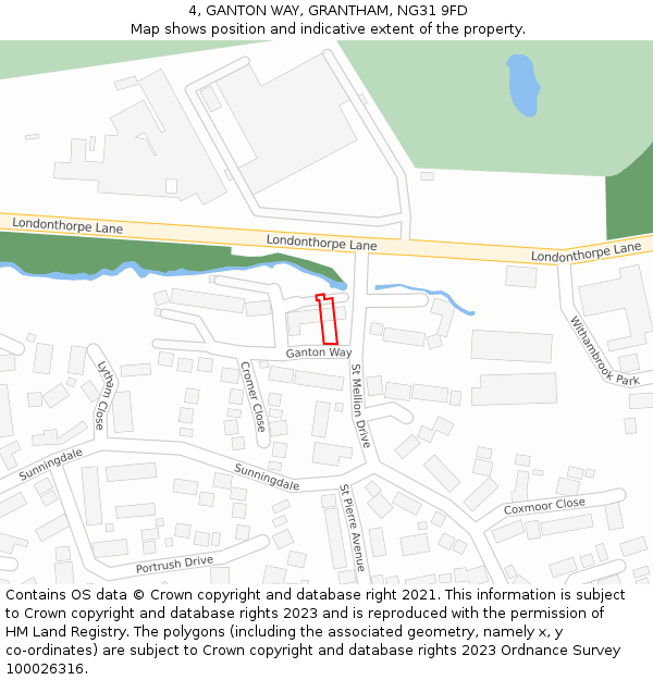 4, GANTON WAY, GRANTHAM, NG31 9FD: Location map and indicative extent of plot