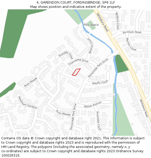 4, GARENDON COURT, FORDINGBRIDGE, SP6 1LF: Location map and indicative extent of plot