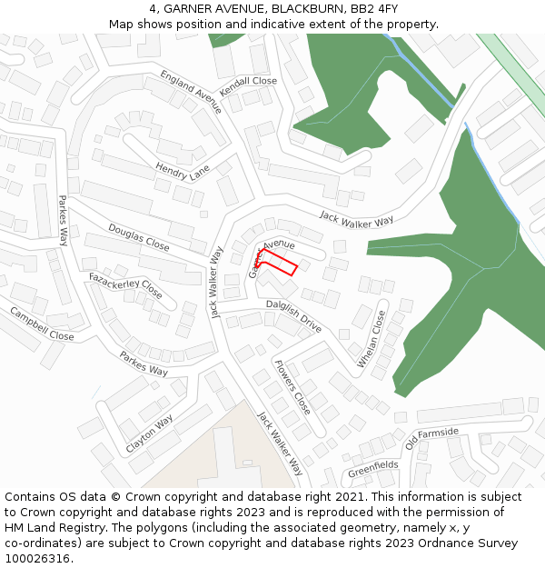 4, GARNER AVENUE, BLACKBURN, BB2 4FY: Location map and indicative extent of plot