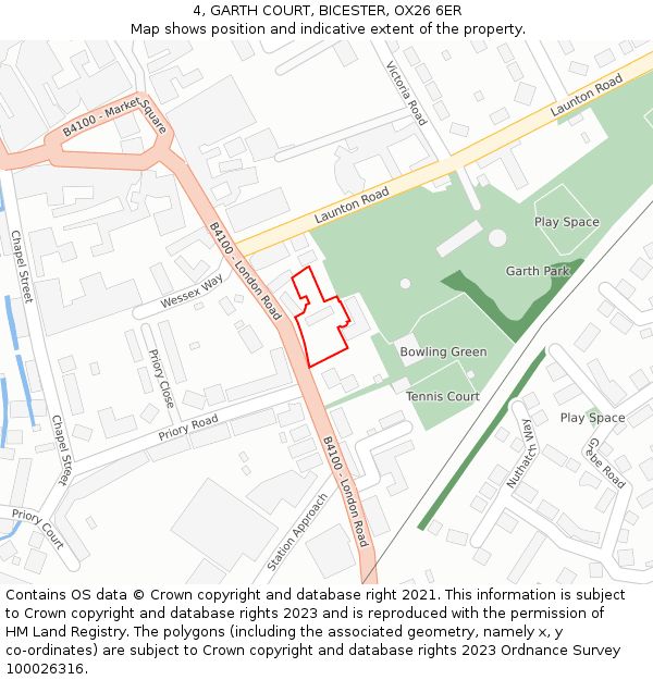 4, GARTH COURT, BICESTER, OX26 6ER: Location map and indicative extent of plot