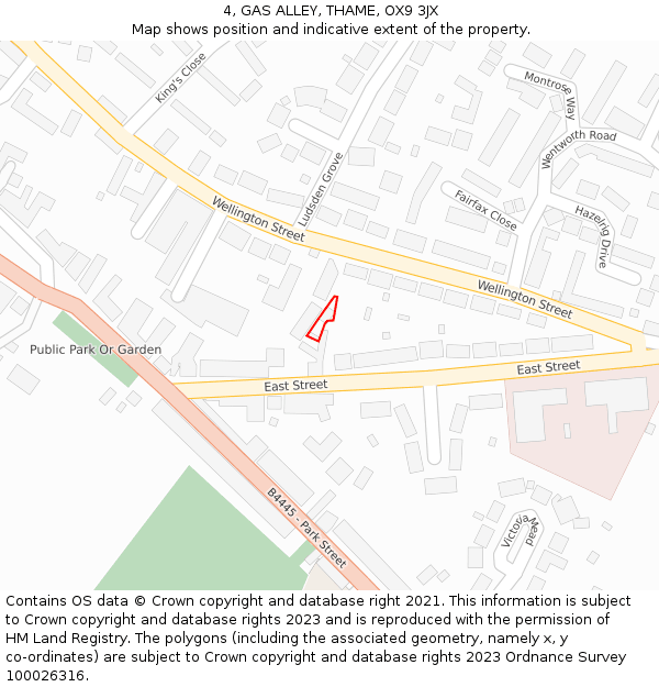 4, GAS ALLEY, THAME, OX9 3JX: Location map and indicative extent of plot