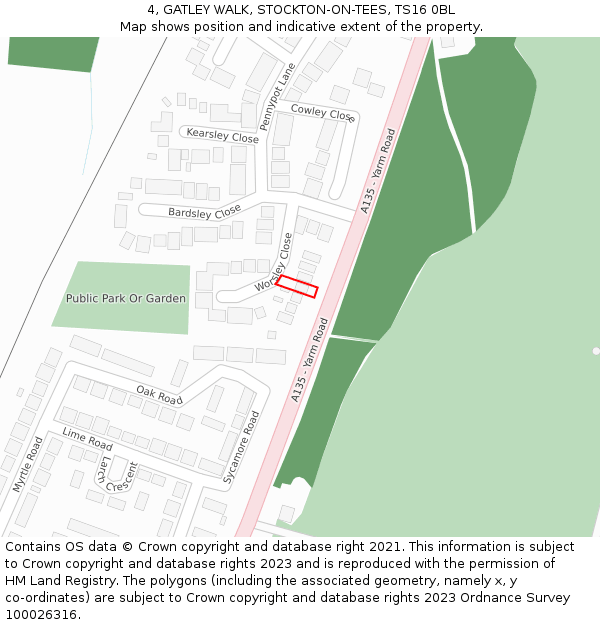 4, GATLEY WALK, STOCKTON-ON-TEES, TS16 0BL: Location map and indicative extent of plot