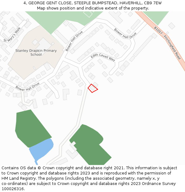 4, GEORGE GENT CLOSE, STEEPLE BUMPSTEAD, HAVERHILL, CB9 7EW: Location map and indicative extent of plot