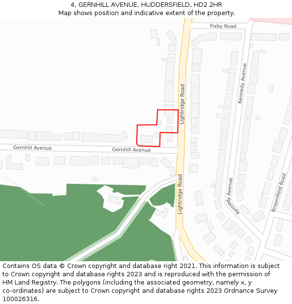 4, GERNHILL AVENUE, HUDDERSFIELD, HD2 2HR: Location map and indicative extent of plot