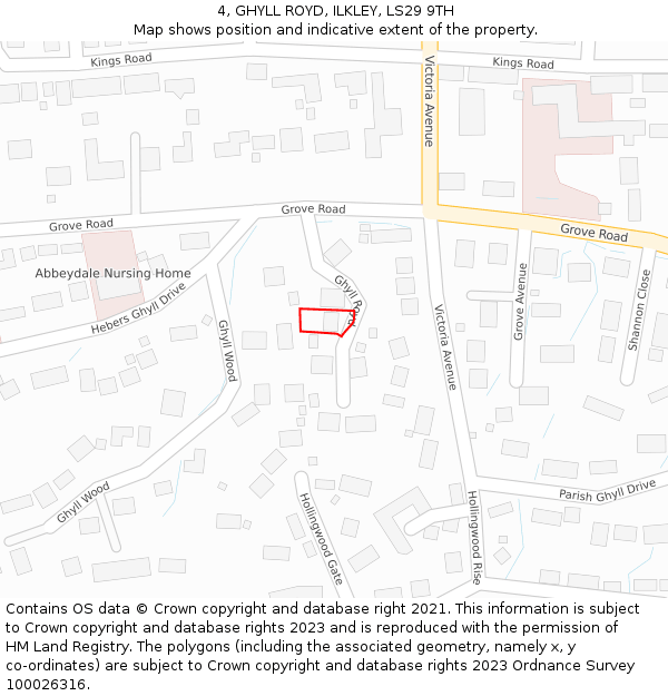 4, GHYLL ROYD, ILKLEY, LS29 9TH: Location map and indicative extent of plot