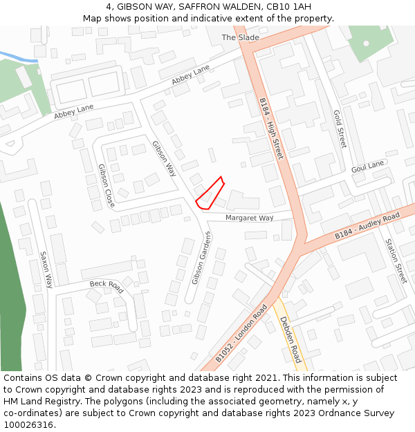 4, GIBSON WAY, SAFFRON WALDEN, CB10 1AH: Location map and indicative extent of plot