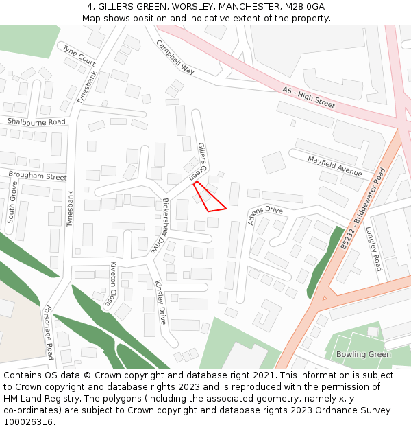 4, GILLERS GREEN, WORSLEY, MANCHESTER, M28 0GA: Location map and indicative extent of plot