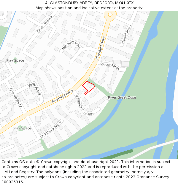 4, GLASTONBURY ABBEY, BEDFORD, MK41 0TX: Location map and indicative extent of plot