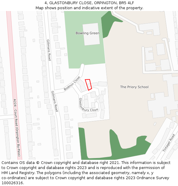 4, GLASTONBURY CLOSE, ORPINGTON, BR5 4LF: Location map and indicative extent of plot