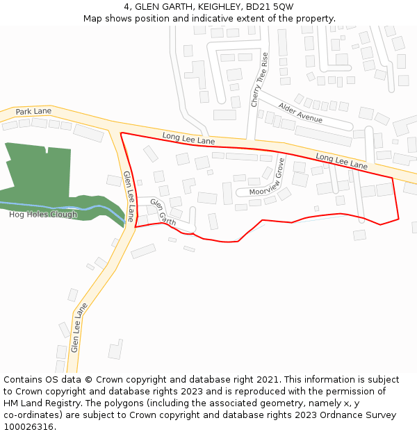 4, GLEN GARTH, KEIGHLEY, BD21 5QW: Location map and indicative extent of plot