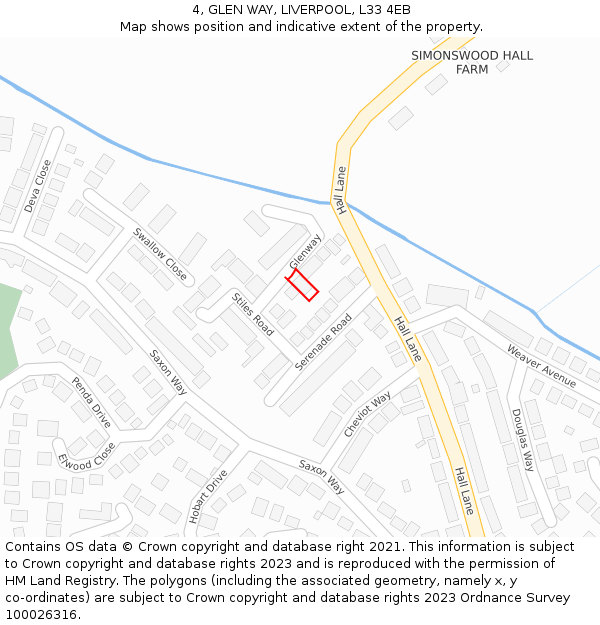 4, GLEN WAY, LIVERPOOL, L33 4EB: Location map and indicative extent of plot