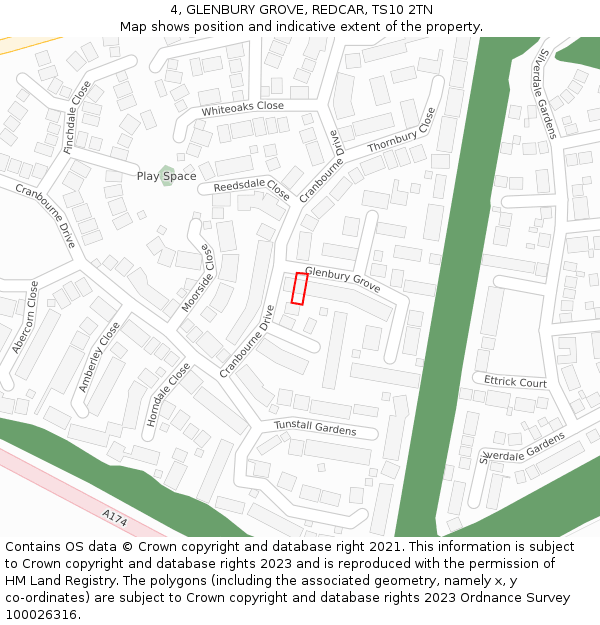 4, GLENBURY GROVE, REDCAR, TS10 2TN: Location map and indicative extent of plot