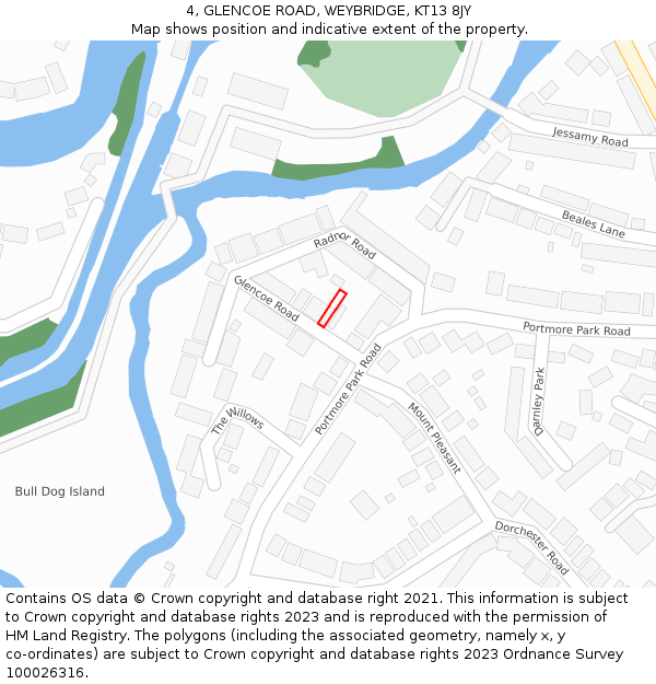 4, GLENCOE ROAD, WEYBRIDGE, KT13 8JY: Location map and indicative extent of plot