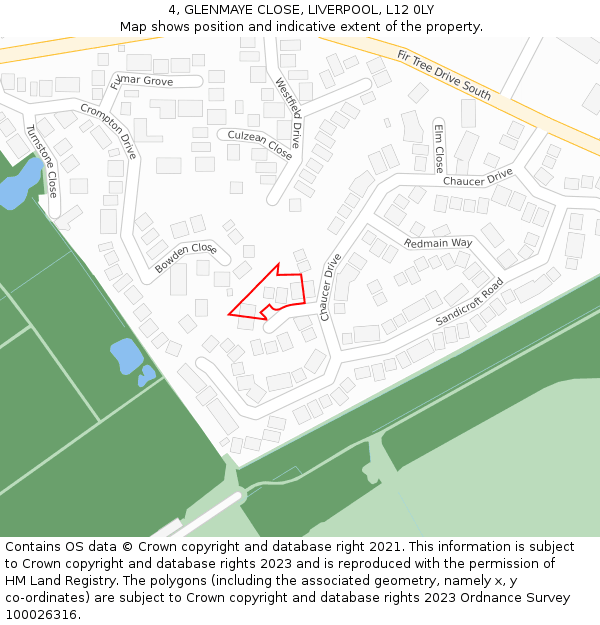 4, GLENMAYE CLOSE, LIVERPOOL, L12 0LY: Location map and indicative extent of plot
