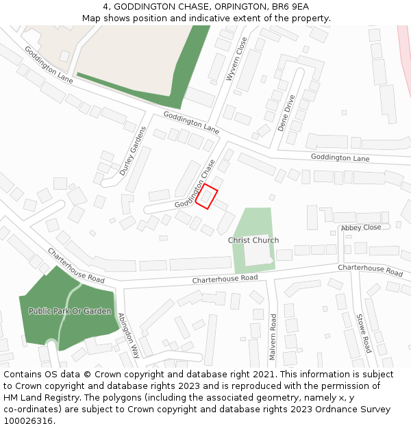 4, GODDINGTON CHASE, ORPINGTON, BR6 9EA: Location map and indicative extent of plot