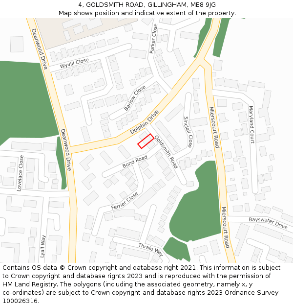 4, GOLDSMITH ROAD, GILLINGHAM, ME8 9JG: Location map and indicative extent of plot