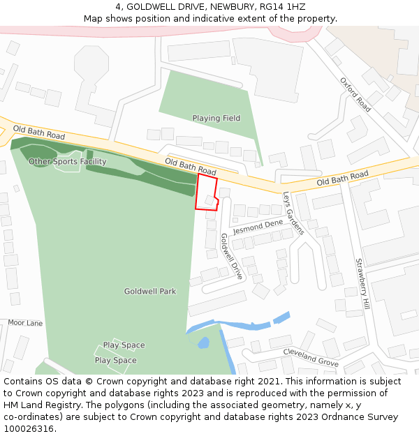 4, GOLDWELL DRIVE, NEWBURY, RG14 1HZ: Location map and indicative extent of plot