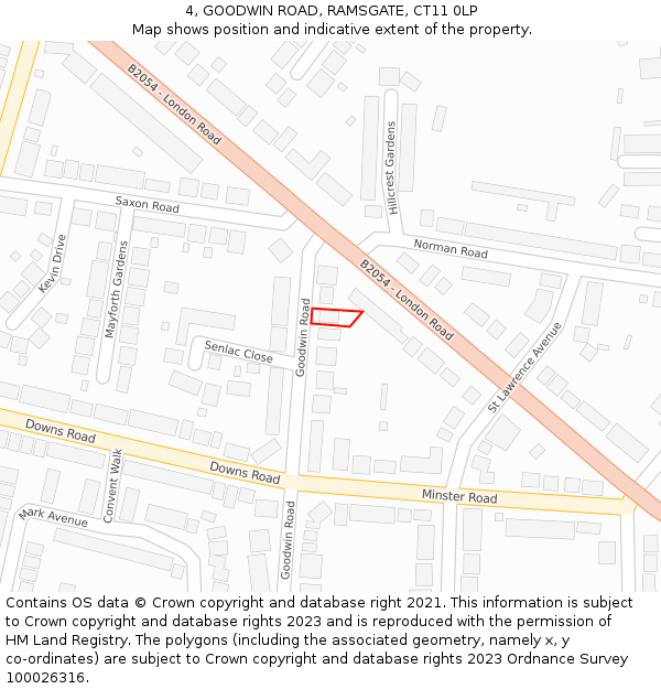 4, GOODWIN ROAD, RAMSGATE, CT11 0LP: Location map and indicative extent of plot