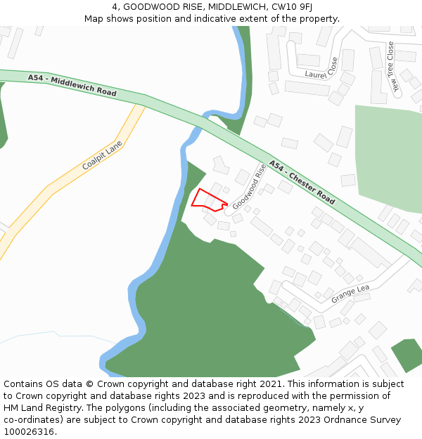 4, GOODWOOD RISE, MIDDLEWICH, CW10 9FJ: Location map and indicative extent of plot