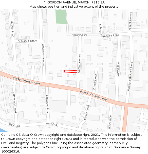 4, GORDON AVENUE, MARCH, PE15 8AJ: Location map and indicative extent of plot