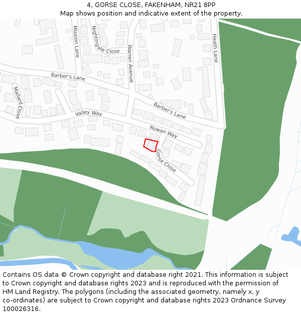 4, GORSE CLOSE, FAKENHAM, NR21 8PP: Location map and indicative extent of plot