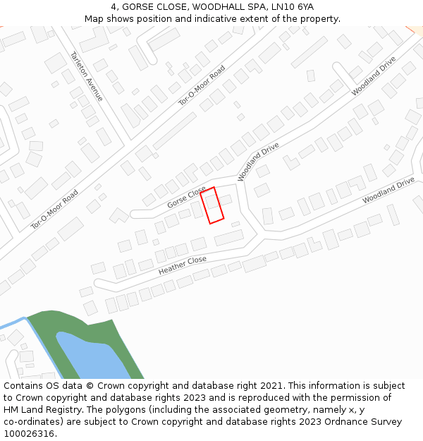 4, GORSE CLOSE, WOODHALL SPA, LN10 6YA: Location map and indicative extent of plot