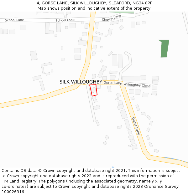 4, GORSE LANE, SILK WILLOUGHBY, SLEAFORD, NG34 8PF: Location map and indicative extent of plot