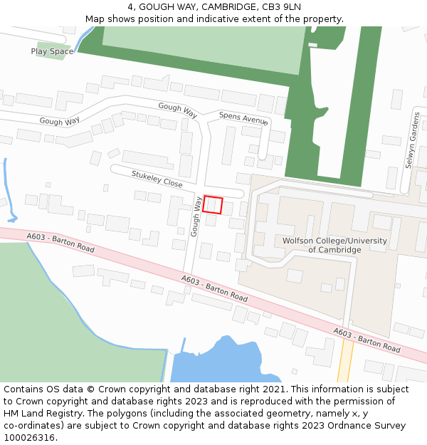 4, GOUGH WAY, CAMBRIDGE, CB3 9LN: Location map and indicative extent of plot