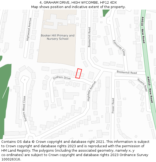 4, GRAHAM DRIVE, HIGH WYCOMBE, HP12 4DX: Location map and indicative extent of plot
