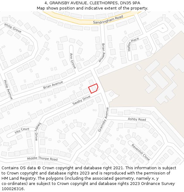 4, GRAINSBY AVENUE, CLEETHORPES, DN35 9PA: Location map and indicative extent of plot