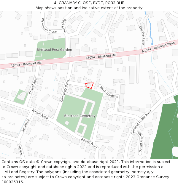 4, GRANARY CLOSE, RYDE, PO33 3HB: Location map and indicative extent of plot