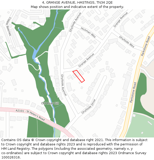 4, GRANGE AVENUE, HASTINGS, TN34 2QE: Location map and indicative extent of plot